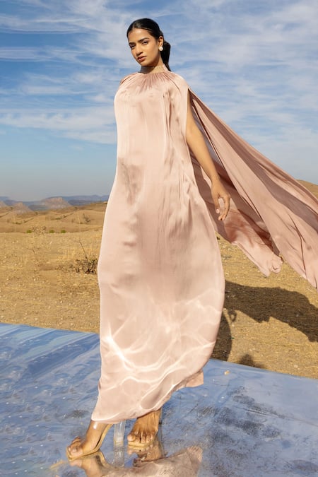 Buy_Meher By Islie_Beige Crepe Beads Victorian Embellished Collar Cape With Pant _Online_at_Aza_Fashions