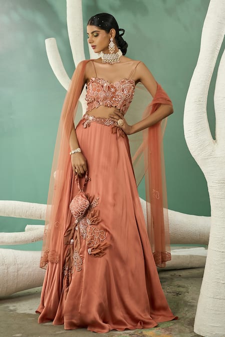 One Knot One By Ashna Peach Cut Work, Sequins, Beads Petal Bloom Embroidered Potli Bag Online at Aza Fashions One Knot One By Ashna_Peach Cut Work, Sequins, Beads Petal Bloom Embroidered Potli Bag _Online_at_Aza_Fashions