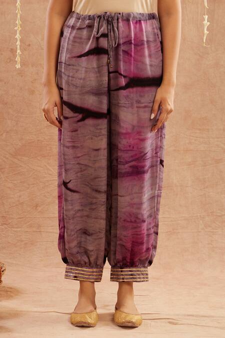 Buy_Label Muslin_Purple Organza, Satin, Silk Gota Patti, Zari Detailed Kurta Set With Potli_Online_at_Aza_Fashions
