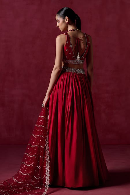 Lashkaraa Floral Embroidered Red Lehenga Set 