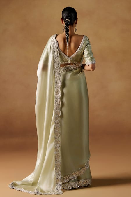 Lashkaraa Embroidered Pre-Draped Saree Set 