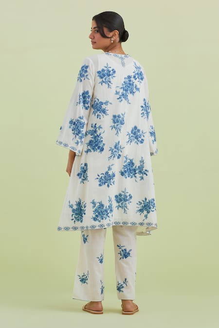 Kora Floral Print A-Line Kurta Set 