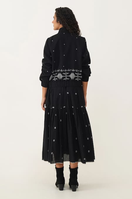 Indigo Dreams Maple Jamdani Bralette Dress With Jacket 