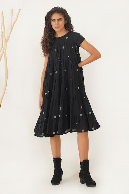 Indigo Dreams Orio Jamdani Swing Dress 