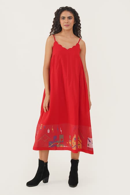 Indigo Dreams Poppy Handwoven Jamdani Dress 