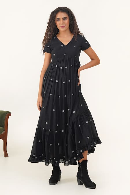 Indigo Dreams Tasha Jamdani Woven Gathered Dress 