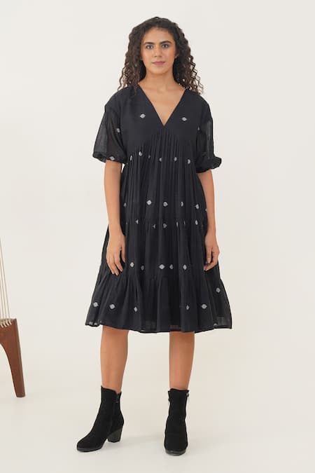 Indigo Dreams Cierra Handwoven Jamdani Dress 