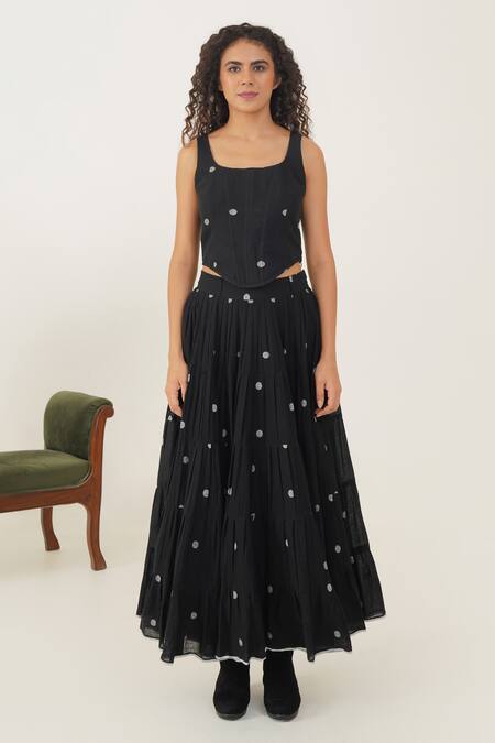 Indigo Dreams Black Cotton Square Neck Luna Handwoven Jamdani Corset Online at Aza Fashions Indigo Dreams_Black Cotton Square Neck Luna Handwoven Jamdani Corset _Online_at_Aza_Fashions