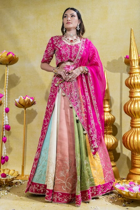 Sheela Suthar Padmini Lotus Embroidered Kalidar Lehenga Set 