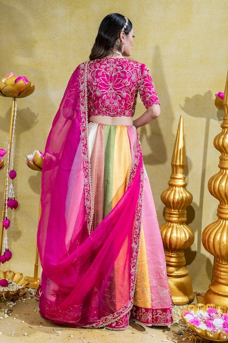 Sheela Suthar Padmini Lotus Embroidered Kalidar Lehenga Set 