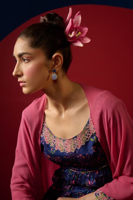 Buy Saundh Blue 100% Viscose Printed Floral Round Nomi Flared Lehenga Set Online at Aza Fashions Buy_Saundh_Blue 100% Viscose Printed Floral Round Nomi Flared Lehenga Set _Online_at_Aza_Fashions