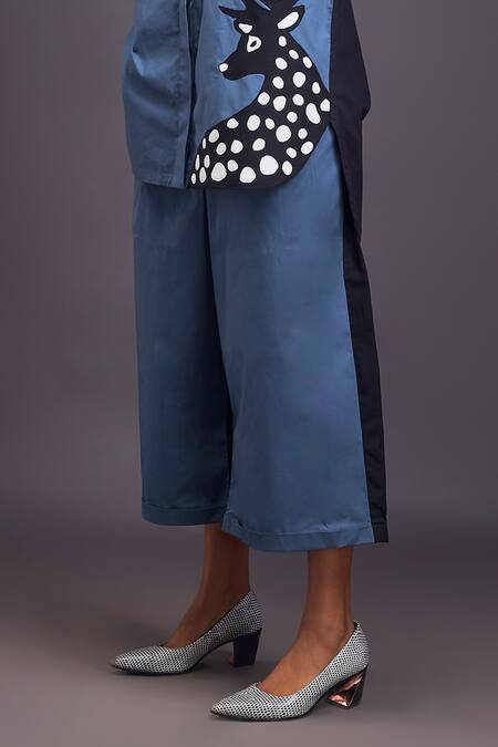 Deepika Arora Black Cotton Patchwork High Neck Deer Shirt With Pant at Aza Fashions Deepika Arora_Black Cotton Patchwork High Neck Deer Shirt With Pant _at_Aza_Fashions