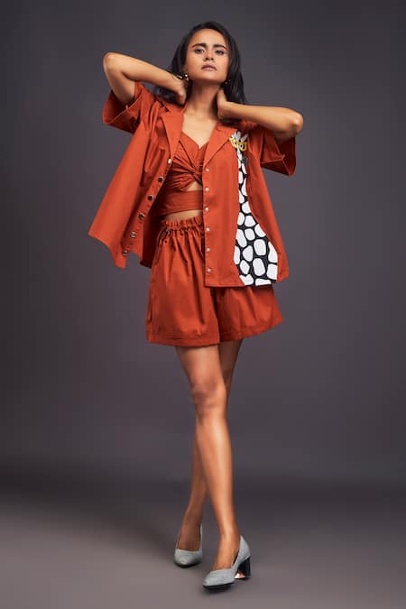 Deepika Arora Giraffe Patchwork Shirt With Shorts Set 