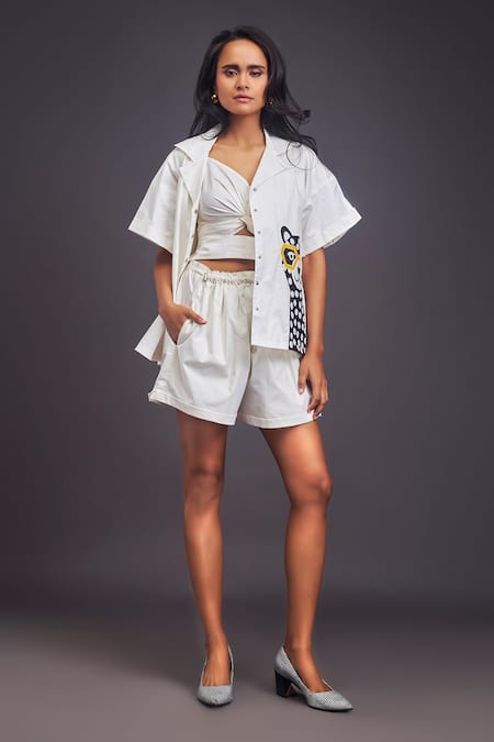 Deepika Arora Patchwork Shirt With Shorts Set 