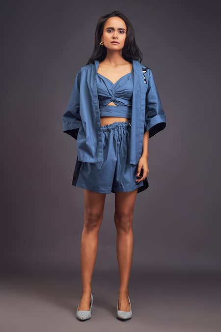 Deepika Arora Deer Patchwork Oversized Shirt With Shorts Set 