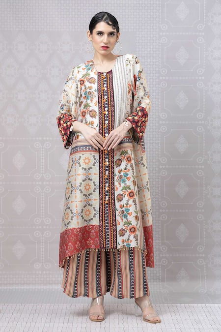 Niki Mahajan Botanic Print A-line Kurta With Pant 