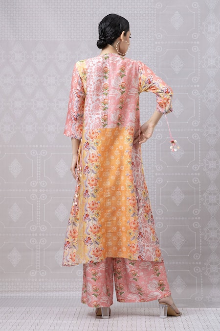 Niki Mahajan Floral Embroidered Yoke Kurta With Pant 