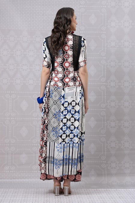 Niki Mahajan Abstract Geometric Print Kurta With Skirt 