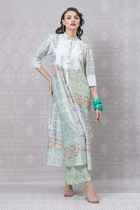 Niki Mahajan Vintage Hand Block Print Kurta With Pant 