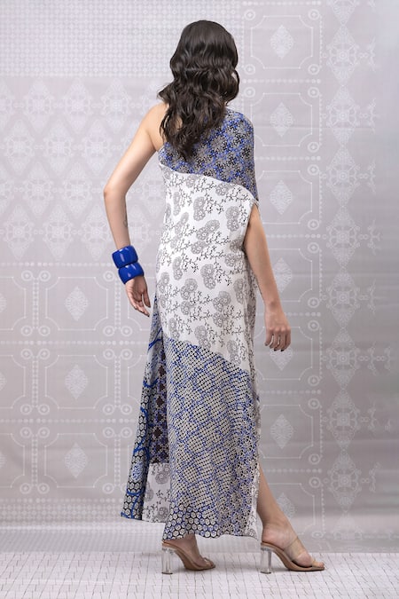Niki Mahajan Hand Block Draped Dress 