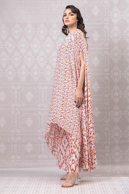 Shop_Niki Mahajan_Pink Crepe Pearls, Sequins Boat Neck Hand Embroidered Kurta And Pant Set _Online_at_Aza_Fashions