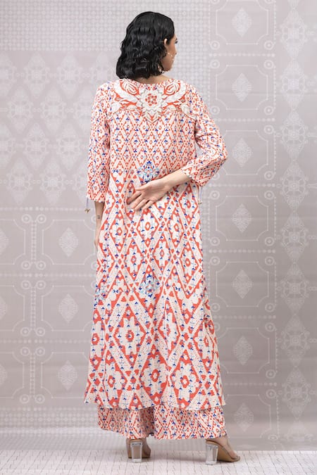 Niki Mahajan Hand Embroidered Asymmetric Kurta & Pant Set 