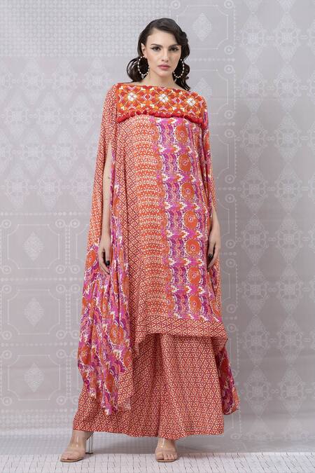 Niki Mahajan Asymmetric Hand Embroidered Kurta With Pant 