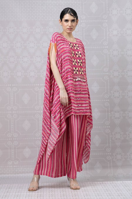 Niki Mahajan Hand Embroidered Kaftan With Pant 