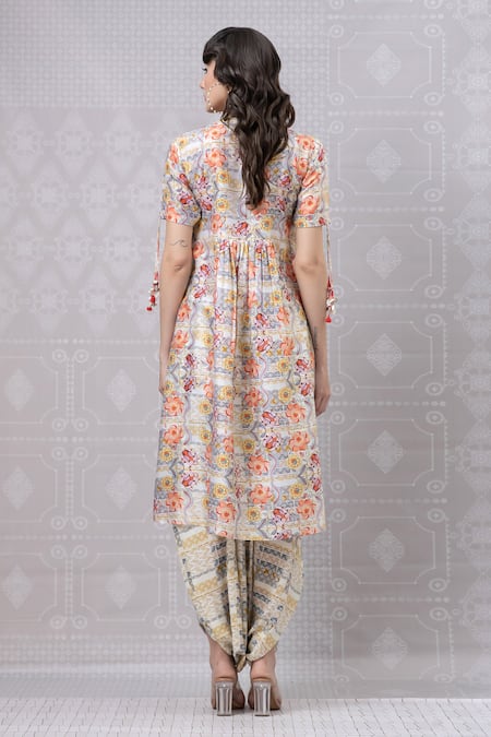 Niki Mahajan Hand Block Kurta With Draped Pant 