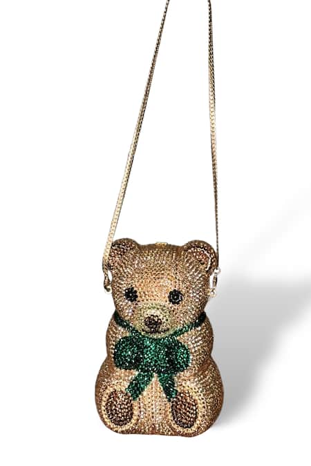 Buy_Wagon Horse_Gold Crystals, Rhinestones Spencer Bear Shaped Clutch