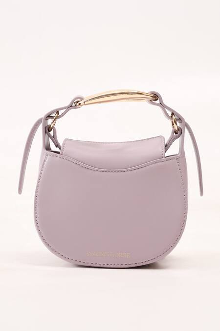 Shop Wagon Horse Purple Baby Labios Rectangle Shaped Bag at Aza Fashions Shop_Wagon Horse_Purple Baby Labios Rectangle Shaped Bag_at_Aza_Fashions