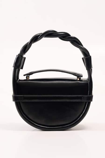 Shop Wagon Horse Black Chains Estrella Night Crescent Shaped Bag at Aza Fashions Shop_Wagon Horse_Black Chains Estrella Night Crescent Shaped Bag_at_Aza_Fashions