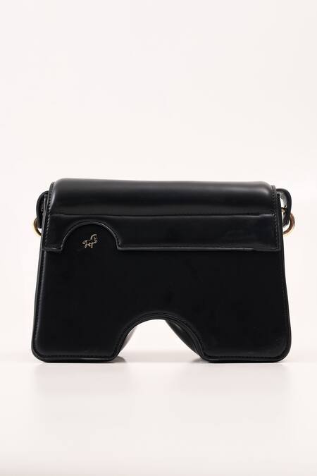Shop Wagon Horse Black Falabella Rectangle Shaped Crossbody Bag at Aza Fashions Shop_Wagon Horse_Black Falabella Rectangle Shaped Crossbody Bag_at_Aza_Fashions