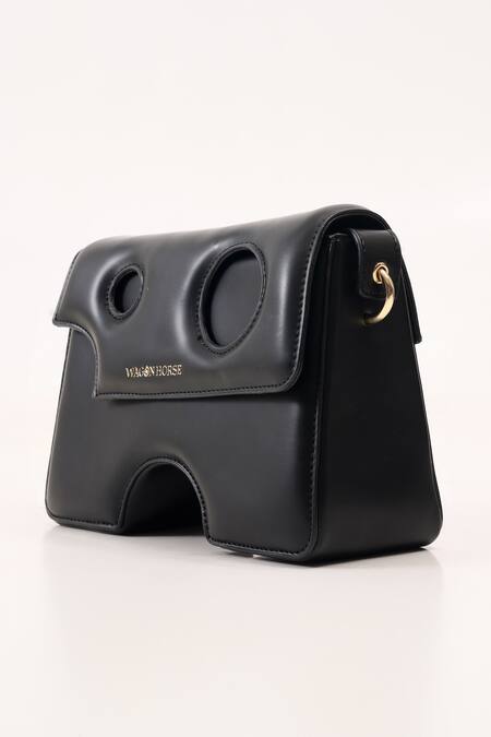 Wagon Horse Black Falabella Rectangle Shaped Crossbody Bag at Aza Fashions Wagon Horse_Black Falabella Rectangle Shaped Crossbody Bag_at_Aza_Fashions