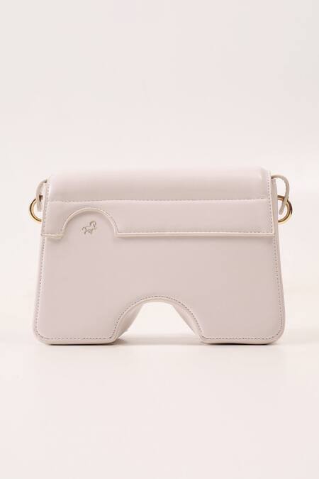 Shop Wagon Horse White Falabella Vice Rectangle Shaped Crossbody Bag at Aza Fashions Shop_Wagon Horse_White Falabella Vice Rectangle Shaped Crossbody Bag_at_Aza_Fashions
