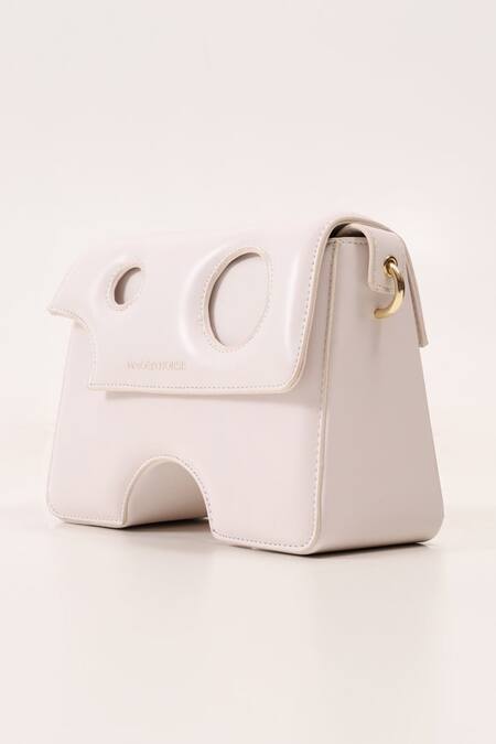 Shop Wagon Horse White Falabella Vice Rectangle Shaped Crossbody Bag Online at Aza Fashions Shop_Wagon Horse_White Falabella Vice Rectangle Shaped Crossbody Bag_Online_at_Aza_Fashions
