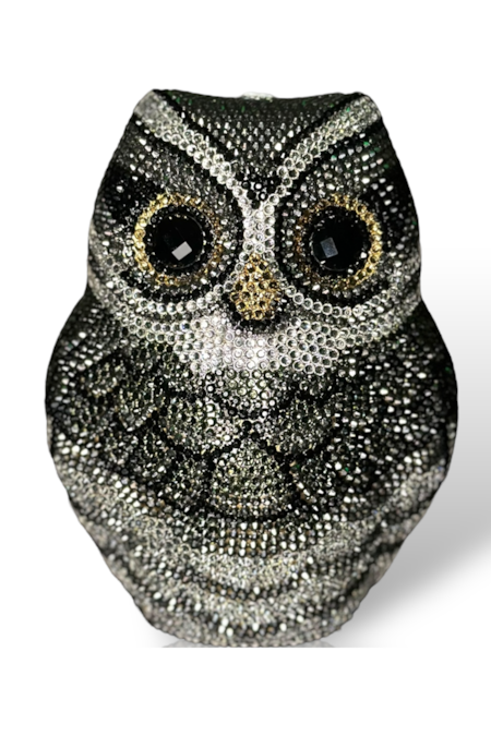 Buy_Wagon Horse_Black Crystals, Rhinestones Lucky Owl Shaped Bag