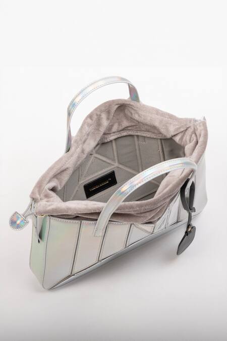 Shop_Wagon Horse_Blue Prism Maze Shaped Handbag_Online_at_Aza_Fashions