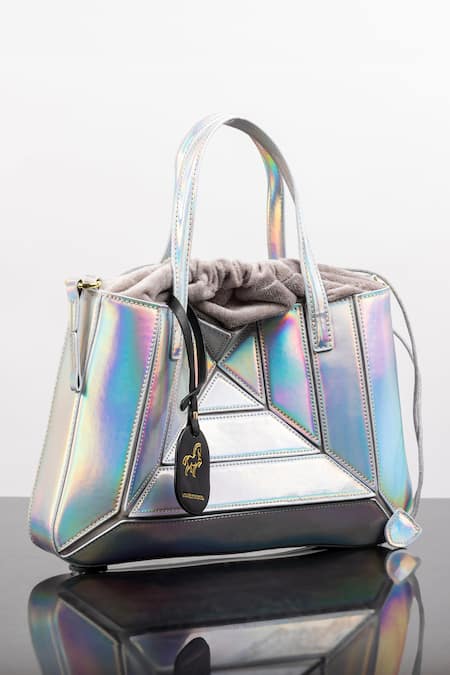 WAGON HORSE Silver Prism Maze Shaped Handbag 