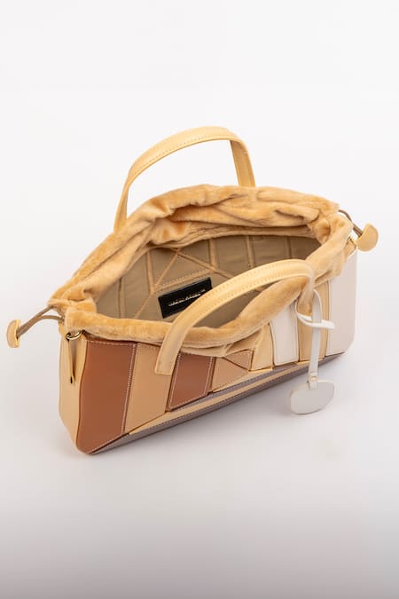 Buy_Wagon Horse_Brown Prism Maze Shaped Bag_Online_at_Aza_Fashions