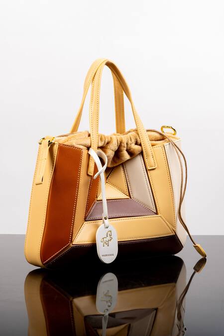 Shop_Wagon Horse_Brown Prism Maze Shaped Bag_Online_at_Aza_Fashions