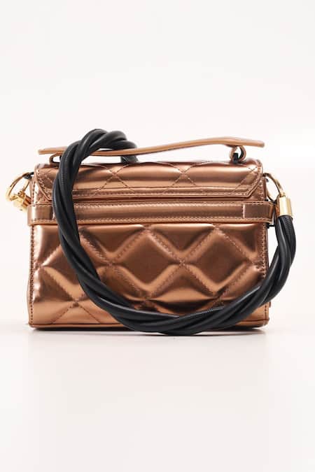 Shop Wagon Horse Gold Reviera Luxe Quilted Shoulder Bag at Aza Fashions Shop_Wagon Horse_Gold Reviera Luxe Quilted Shoulder Bag_at_Aza_Fashions