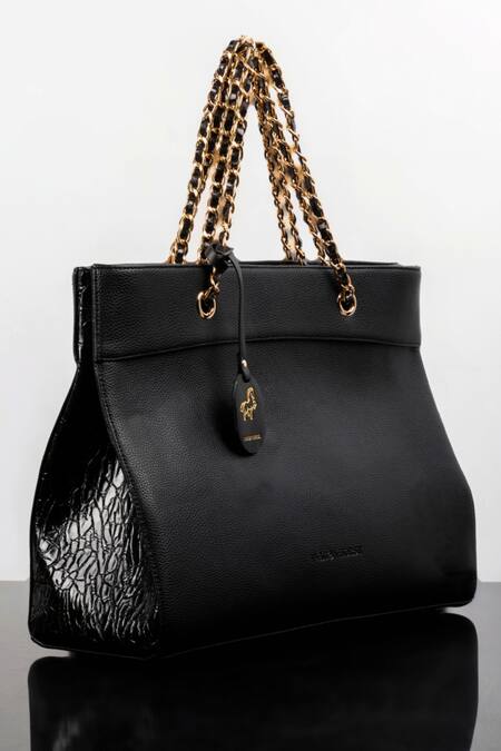 Wagon Horse_Black Chains The Iconic Rectangle Shaped Tote Bag_Online_at_Aza_Fashions