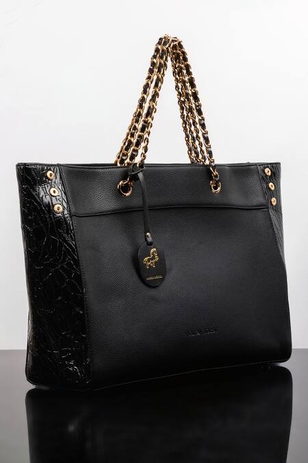 Wagon Horse_Black Chains The Iconic Rectangle Shaped Tote Bag_at_Aza_Fashions