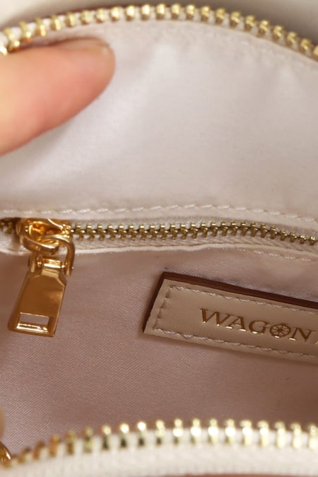 Buy_Wagon Horse_Peach Embroidery Verano Rose Cuboid Shaped Bag_Online_at_Aza_Fashions