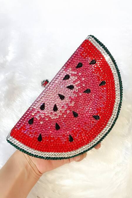 Buy Wagon Horse Red Crystals, Rhinestones Watermelon Shaped Bag Online at Aza Fashions Buy_Wagon Horse_Red Crystals, Rhinestones Watermelon Shaped Bag_Online_at_Aza_Fashions