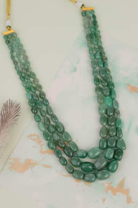 Riana Jewellery Green Onyx Stone Beaded Mala 