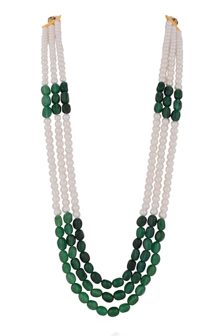 Riana Jewellery Contrast Beads Layered Embellished Mala 