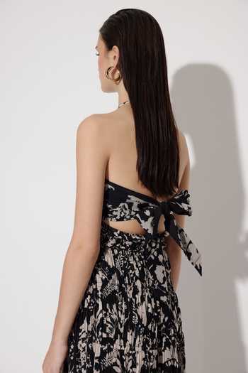 Shop_Twinkle Hanspal_Black Georgette Printed Floral Halter Harlow Dress_Online_at_Aza_Fashions