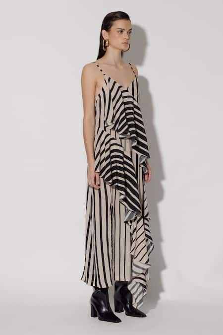 Twinkle Hanspal Valerie Stripe Print Panelled Dress 